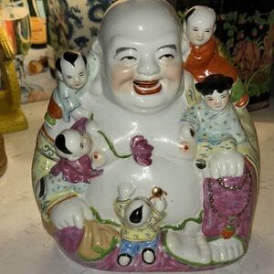 Chinese Porcelain Famille Rose Buddha Republic Jingdezhen Chinoiserie Decor